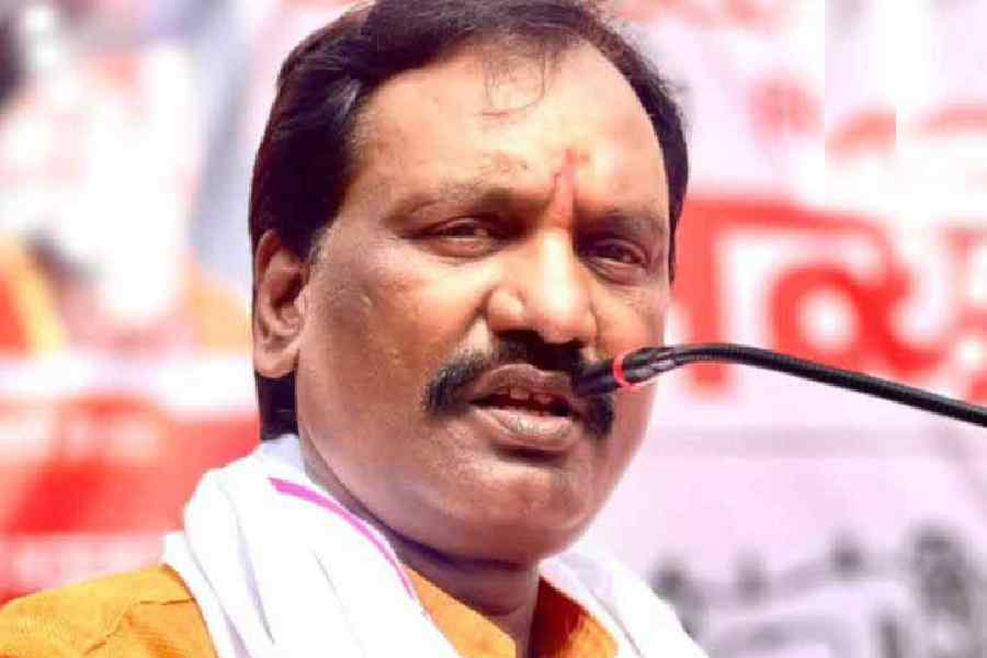 Maharashtra Chief Minister Eknath Shinde with Deputy Chief Ministers Devendra Fadnavis and Ajit Pawar celebrates during a press conference as the BJP-led Mahayuti alliance secures victory amid the counting of votes for the Maharashtra Assembly elections, in Mumbai