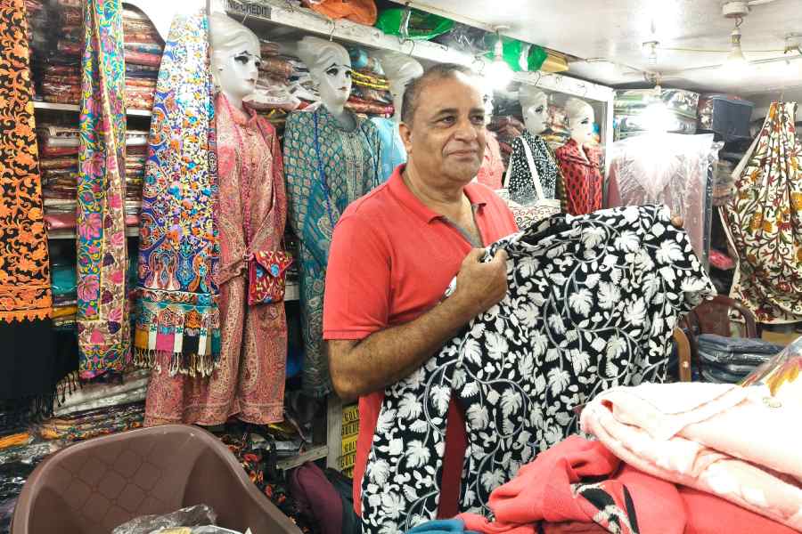 Fayaz Ahmed from Hazratbal, Srinagar, at his small shop in Howrah