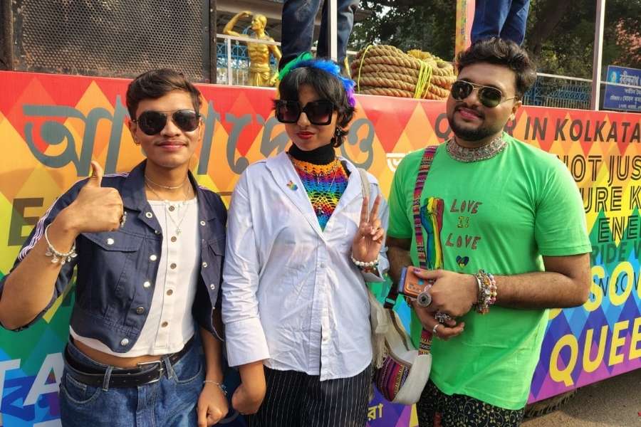 Shubhro Samanta (right) and Indratapa (centre) at the walk