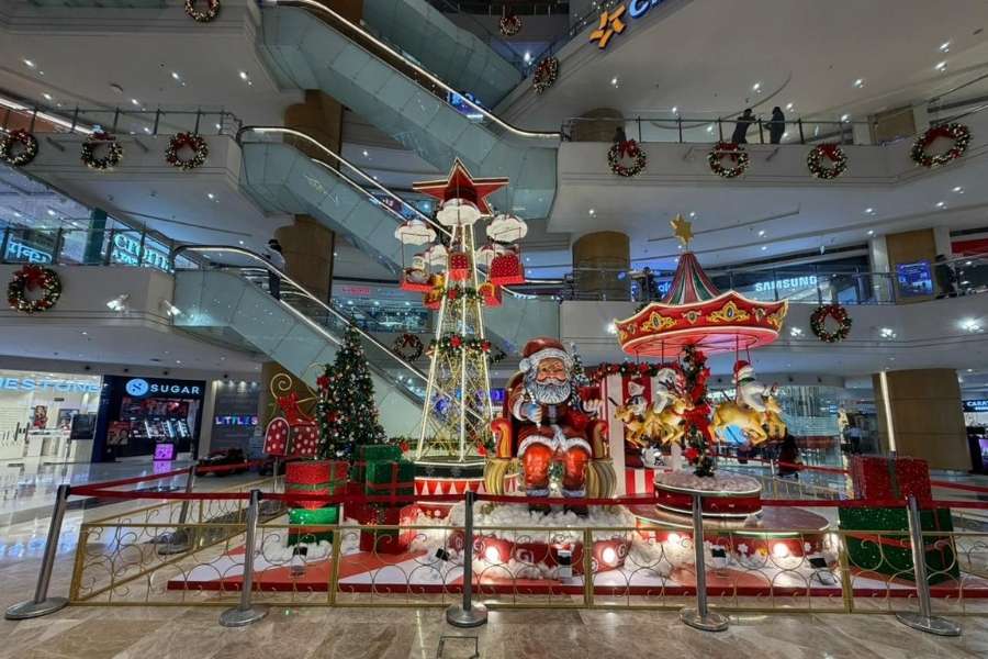 Oversized Santas, glowing trees and fairy lights turn Acropolis into a picture-perfect Christmas destination