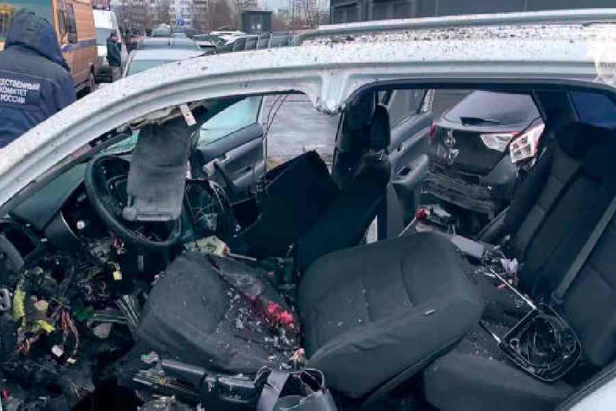 The car under which the bomb killing Lt Gen Fanil Sarvarov was placed.