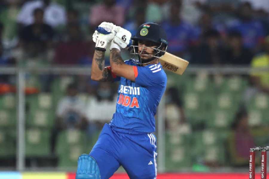 Ishan Kishan, during the T20I series against Australia in November 2023. He has returned to the India squad for the T20 World Cup early next year.