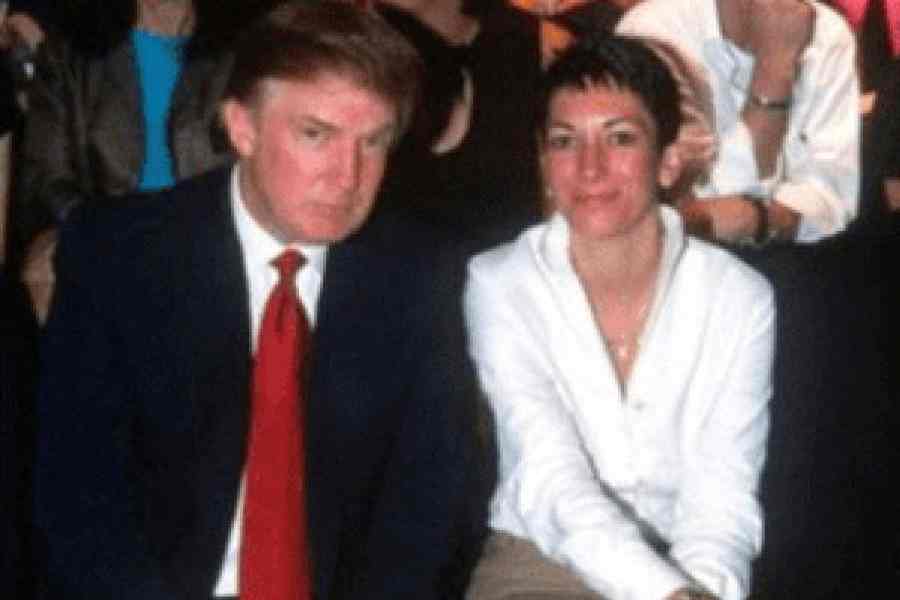 Donald Trump and Ghislaine Maxwell are seen in this image released by the department of justice on Tuesday.