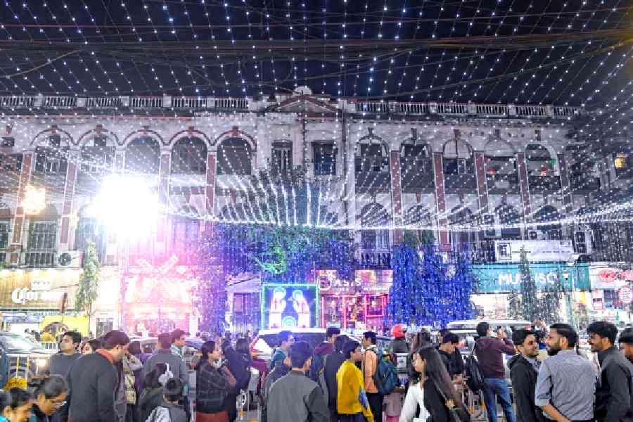Revellers on Park Street on Christmas Eve.