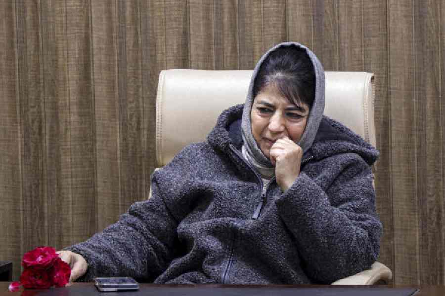 Mehbooba Mufti at a party meeting in Jammu on Monday.