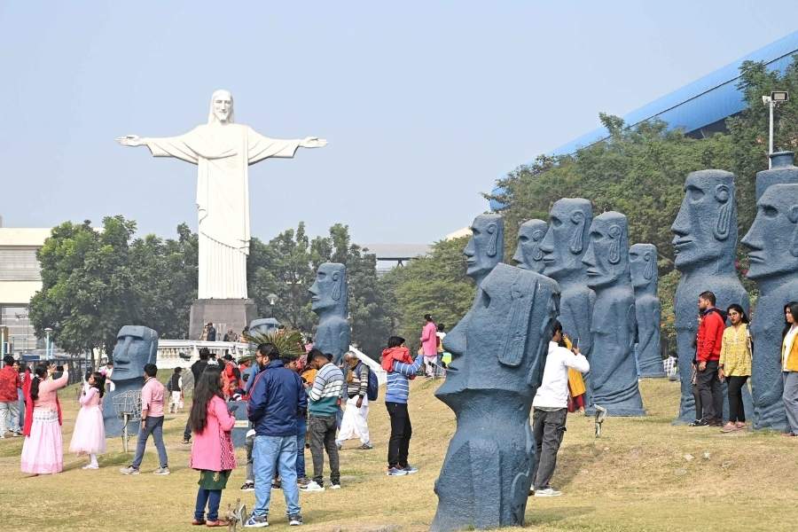 Eco Park’s Christ the Redeemer replica statue also drew hoards of visitors on the holiday