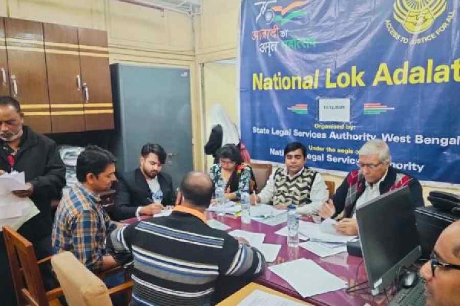 A Lok Adalat bench at the SLSA office on December 13 