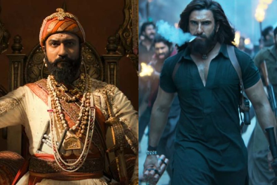 (left to right) Stills from ‘Chhaava’, ‘Dhurandhar’