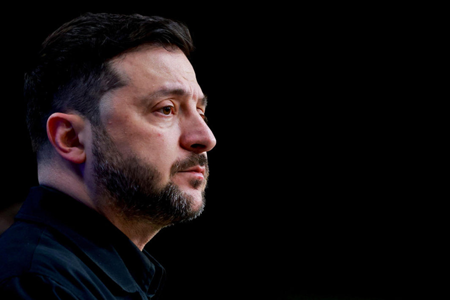 FILE PHOTO: Ukrainian President Volodymyr Zelenskiy attends a press conference on the day of the European Union leaders' summit in Brussels, Belgium, December 18, 2025.