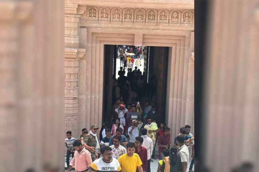 Visitors at the Jagannath Dham in Digha on Sunday