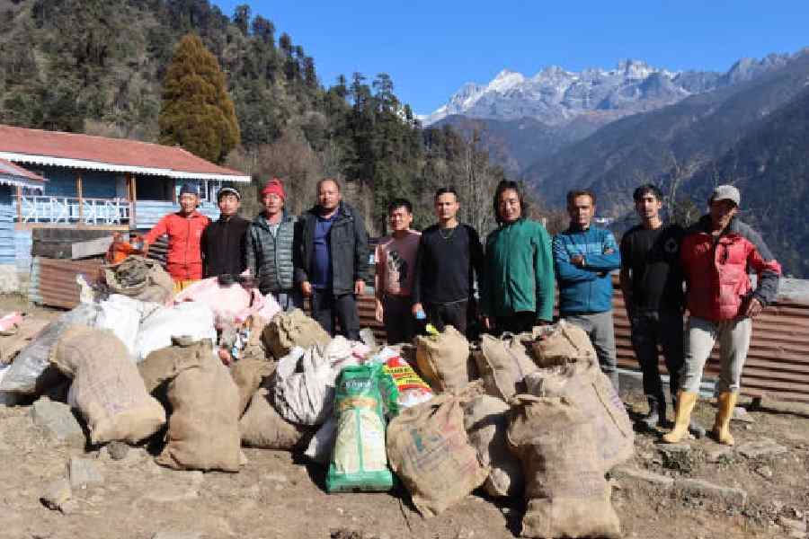 Members of the Sikkim Krantikari Morcha’s youth wing who carried out the five-day cleanliness drive that ended on Saturday