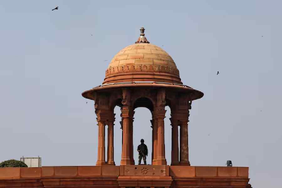A soldier stands guard outside India's Defence Ministry building in New Delhi, India, February 28, 2019.