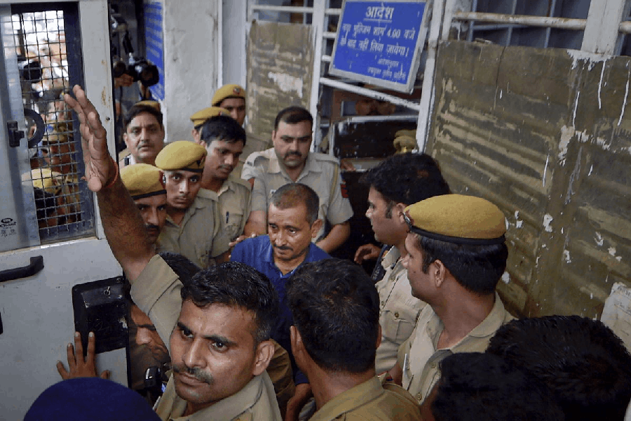 The Supreme Court stayed the Delhi High Court's order suspending the life sentence of expelled BJP leader Kuldeep Singh Sengar in the 2017 Unnao rape case, on Dec. 29, 2025. Kuldeep is being taken to Tihar jail, in New Delhi, in this file image dated Aug 5, 2019.
