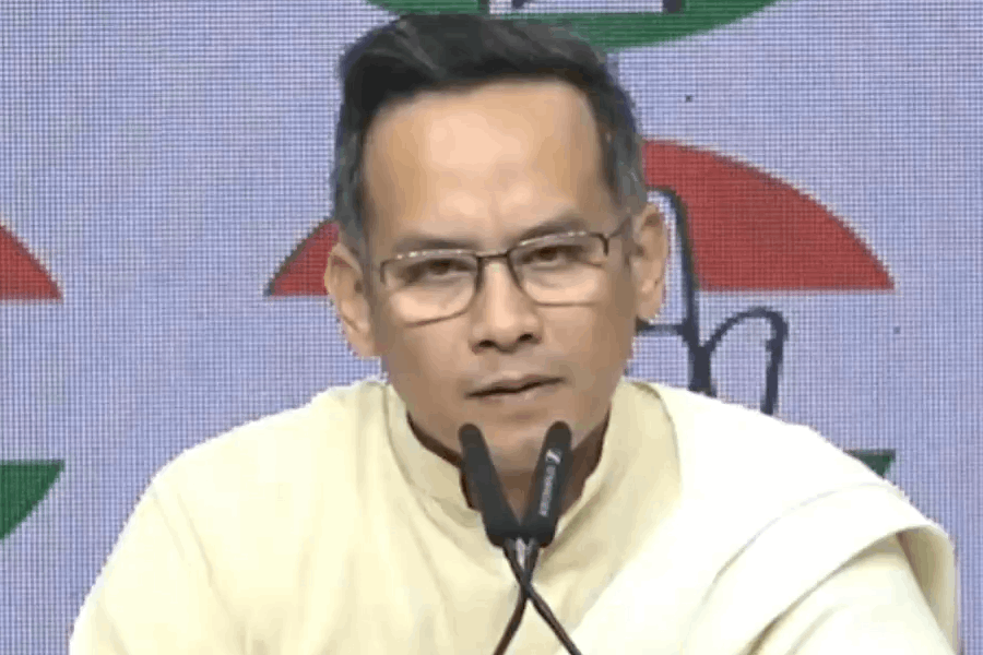 Congress leader Gaurav Gogoi in a press conference in Delhi.