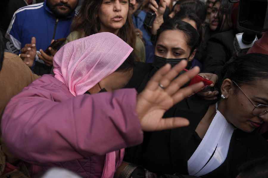 Survivor in the Unnao rape case leaves from Supreme Court, in New Delhi