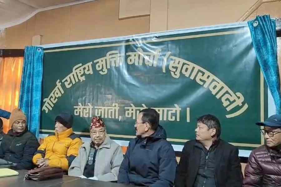 Leaders announce the launch of the GNLF (Subashbadi) in Darjeeling on Monday