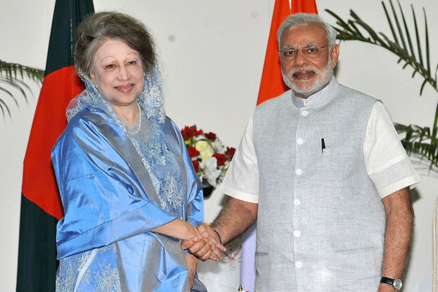 Khaleda Zia with Narendra Modi