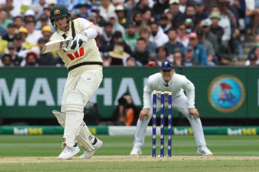 Australia’s Steve Smith plays a delivery during the fourth Ashes Test at the Melbourne Cricket Ground, which England won within two days.