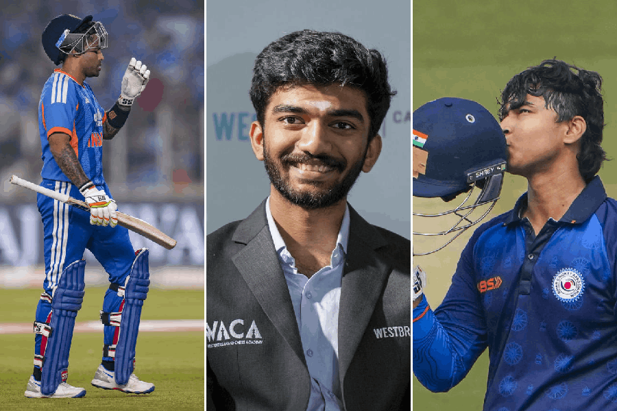 Suryakumar Yadav (left), D Gukesh (centre), Vaibhav Suryavanshi (right)