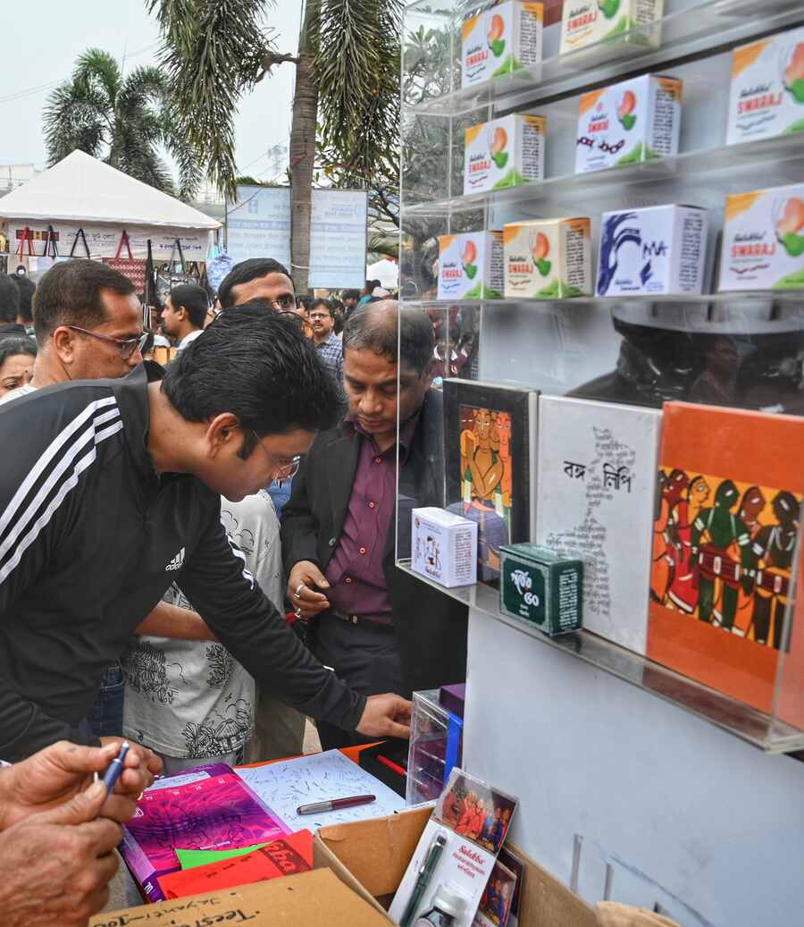 The Book Fair has never been about books alone. The Sulekha Ink stall is a popular stop for fountain pen lovers with its array of pens and inks of various hues