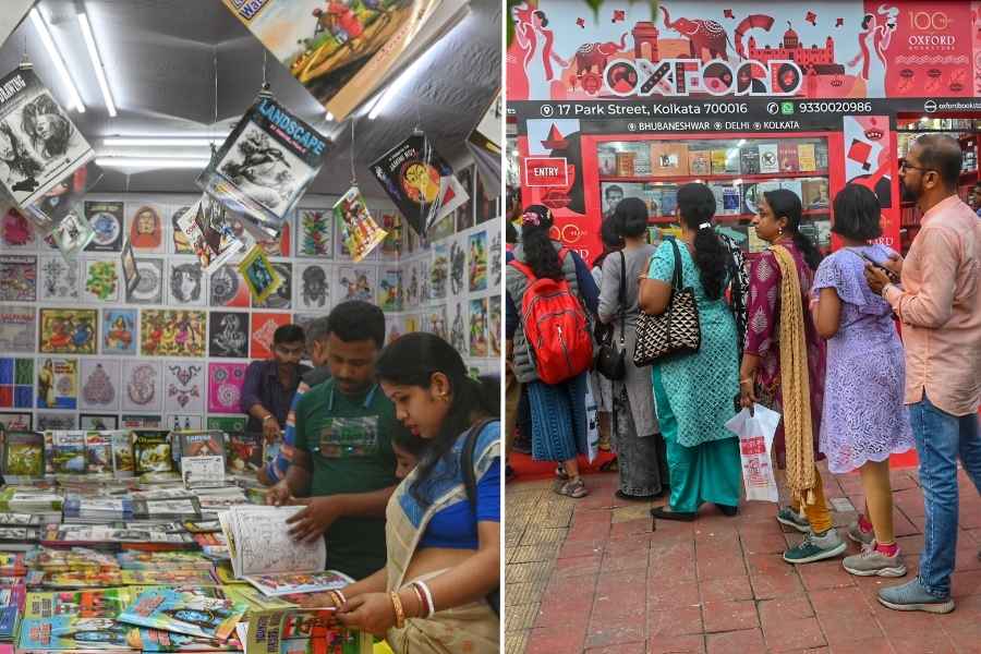Making the most of Saraswati Puja spanning Sunday and Monday, readers from far and near made a day out at the International Kolkata Book Fair