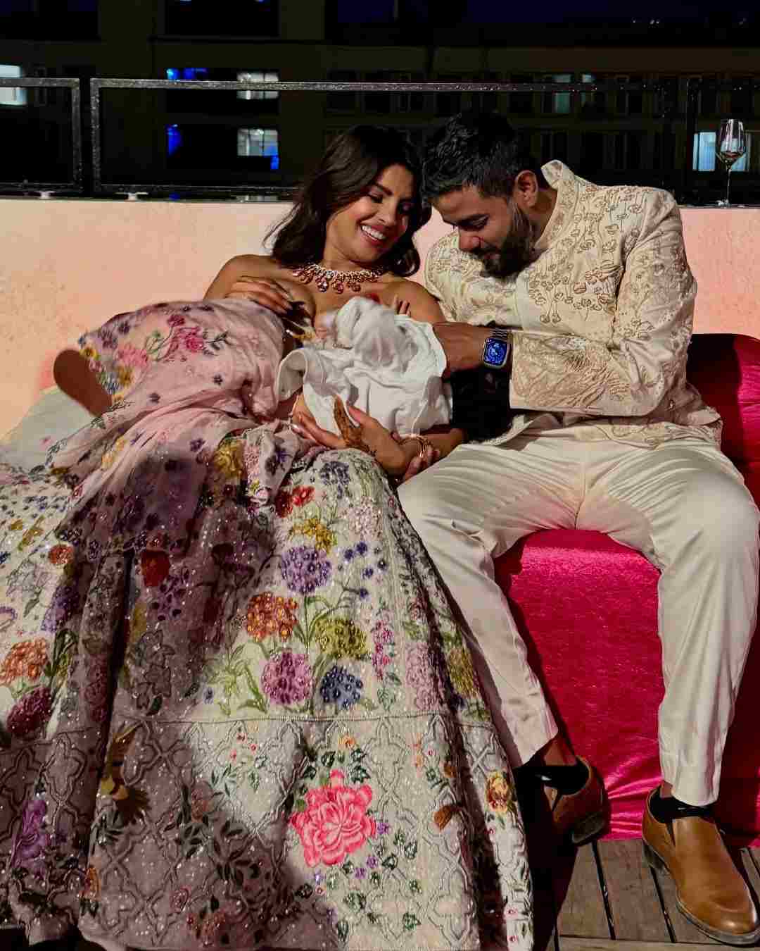 Actress Priyanka Chopra Jonas attended her younger brother Siddharth Chopra and Neelam Upadhyaya’s mehendi ceremony in Mumbai with mum Madhu Akhouri Chopra, cousin Mannara Chopra and daughter Malti. 