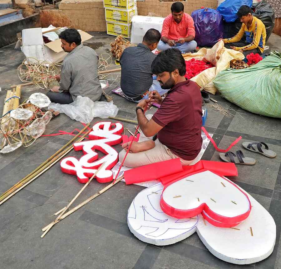 As Valentine's Day approaches, different props are being made at Hogg Market 
