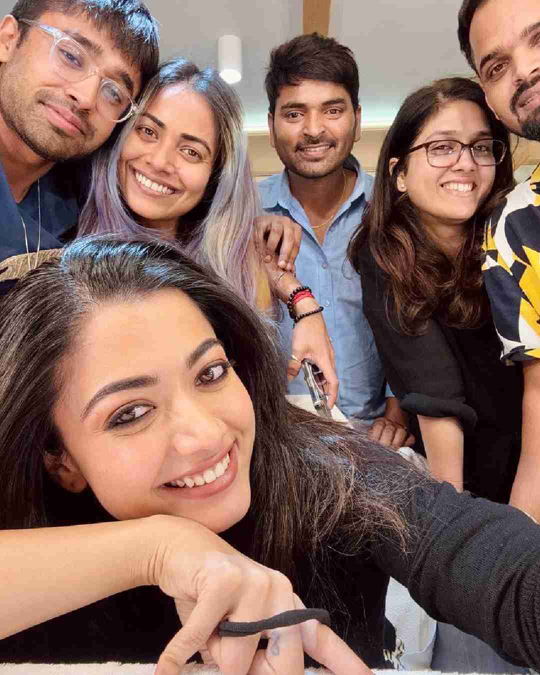 Rashmika Mandanna shared a selfie with the cast and crew of the film that hit theatres today.  