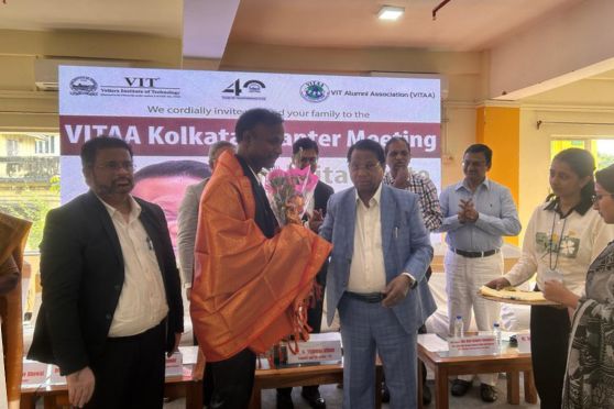 Binod Kumar, IAS, Principal Secretary of School Education and Higher Education Govt of West Bengal, being felicitated by Dr G Viswanathan