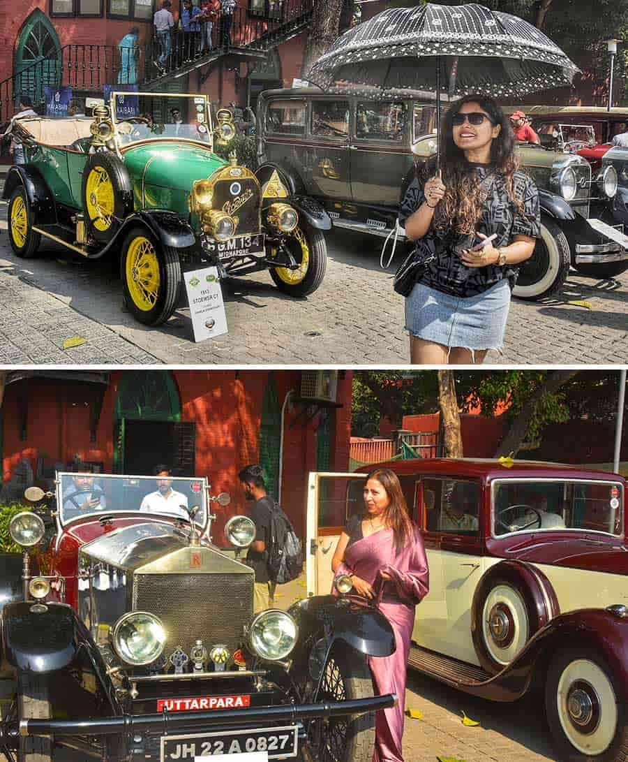 Ananda Chowdhury’s 1913 Stoewer C1 was once again the oldest car at the museum and the unique yellow rimmed tires and golden body frame made it to the pictures of several visitors. The Spirit of Ecstasy always shines bright, the irresistible charm of a Rolls Royce is unparalleled when it comes to vintage wheels. The lady looks on at the beautiful 1923 Rolls Royce 20hp belonging to Shrivardhan Kanoria