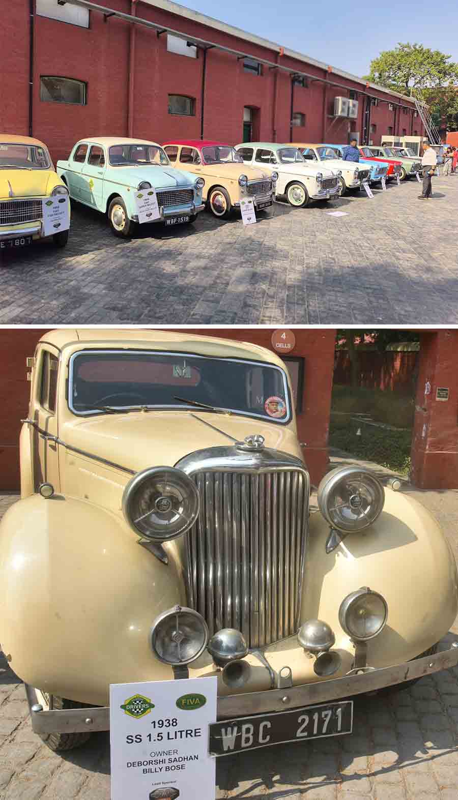 Fiat cars are deep rooted in the history of Indian families as people’s first cars would have been a Fiat Padmini or a Fiat Super Select. This line-up of Fiats also includes Arijeet Doss Mullick’s blue 1964 Fiat Super Select. The White SS Jaguar 1.5l from the collection of the Late Partha Sadhan Bose has a touch of Bollywood to it, having been featured in the 2015 ‘Detective Byomkash Bakshy!’ The film had a scene with Swastika Mukherjee driving the car for a brief period