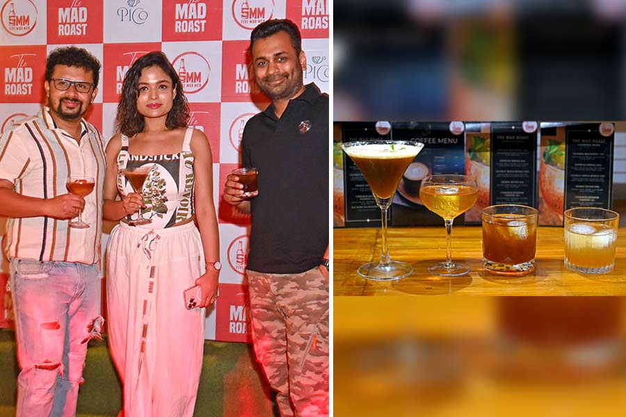 The masterminds behind this collaboration (l-r) Sayan Roy, Veronica Roy and Prateek Didwania. Their creations are available at Five Mad Men, every day till February 23, with each cocktail priced at ₹595. For designated drivers or non-drinkers, a selection of coffee is also available, priced at Rs 245 per cup. The special menu is available daily from 3pm onwards, accompanied by an assortment of bar nibbles and Five Mad Men’s newly launched food menu, curated by their new head chef, Piyush Menon, who brings a punch of south Indian flavours to the table