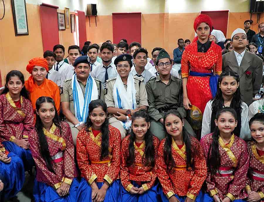 Students of St Stephen’s School take part in an interactive session with Kolkata police commissioner Manoj Kumar Verma on Wednesday