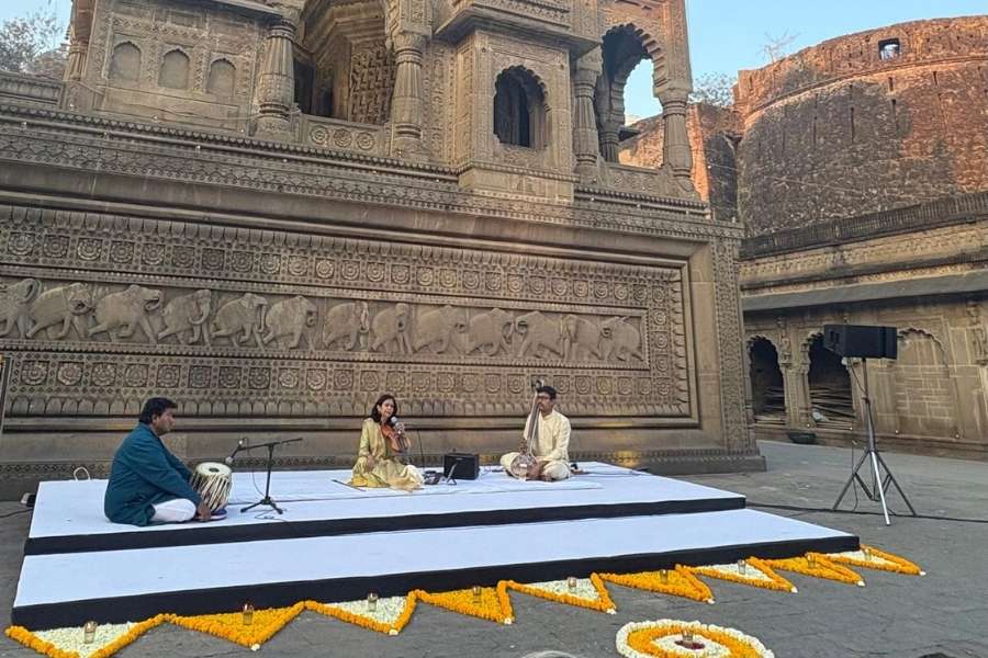 Anupriya Deotale’s performance in front of a temple’s elephant frieze