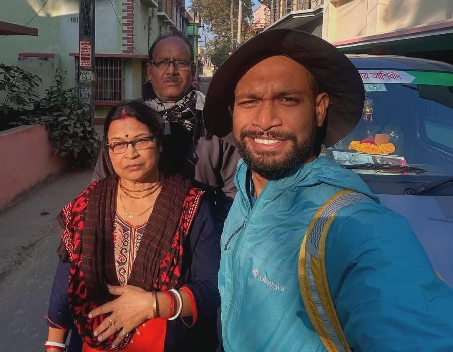 Jyotishko with his parents