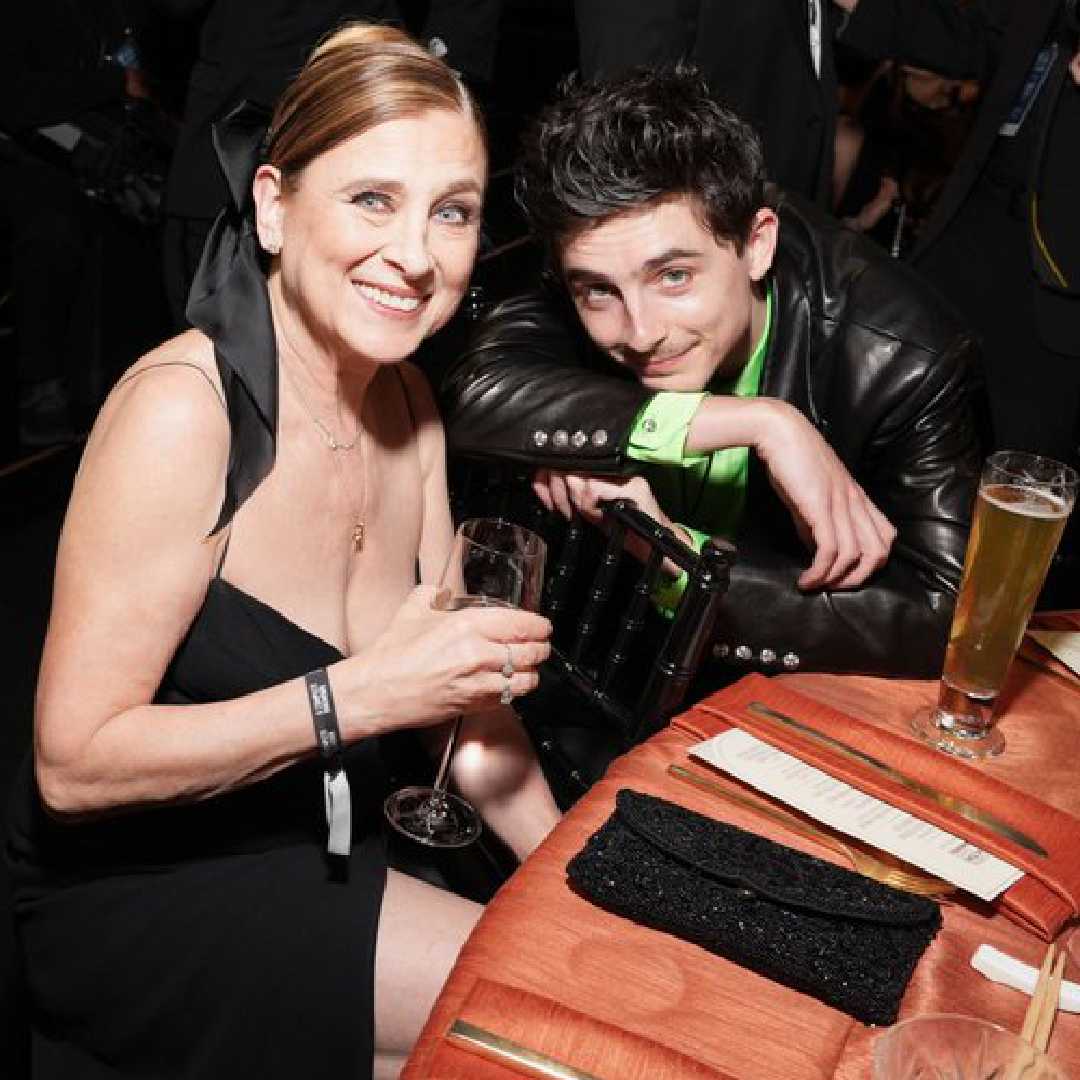Timothee Chalamet, who was named Outstanding Lead Actor in a Motion Picture for A Complete Unknown, attended the ceremony with his mother Nicole Flender.  