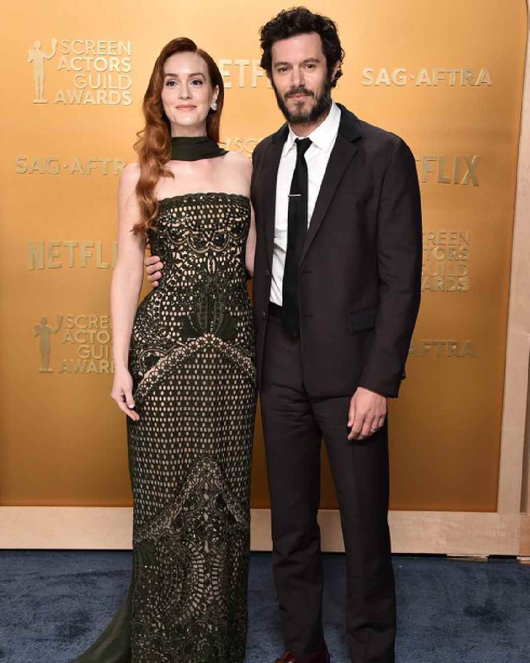 Nobody Wants This actor Adam Brody walked the red carpet in a monochrome suit. He was accompanied by his wife Leighton Meester, who opted for a black laser-cut dress.  