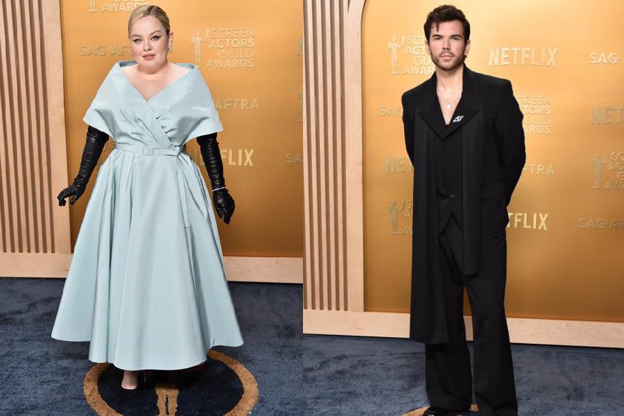 Bridgerton stars Nicola Coughlan and Luke Newton also walked the red carpet. 