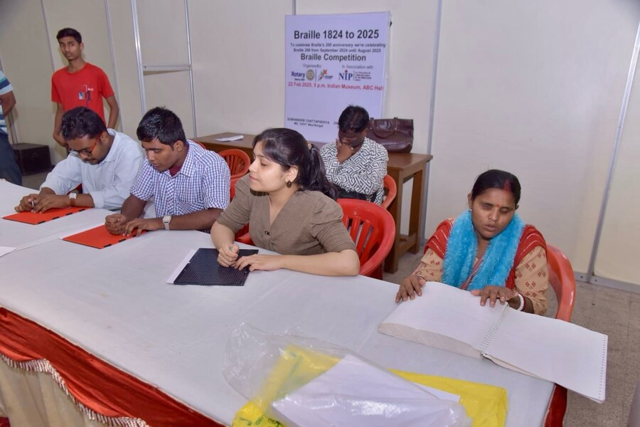 To commemorate the 200th anniversary of Braille, NIP, an education and cultural centre for the blind and other differently abled, organised a Braille competition for blind and differently-abled persons. The event was held at Indian Museum on Monday in collaboration with Rotary Clubs of District 3291