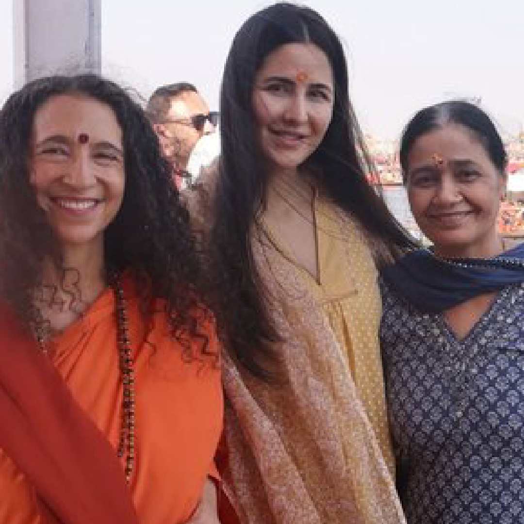Actress Katrina Kaif attended the religious event with her mother-in-law Veena Kaushal. Together, they paid a visit to a spiritual leader.  