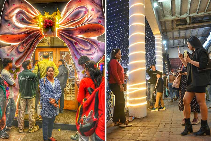 Age was no bar for visitors posing with the decorations and lightings to take photos