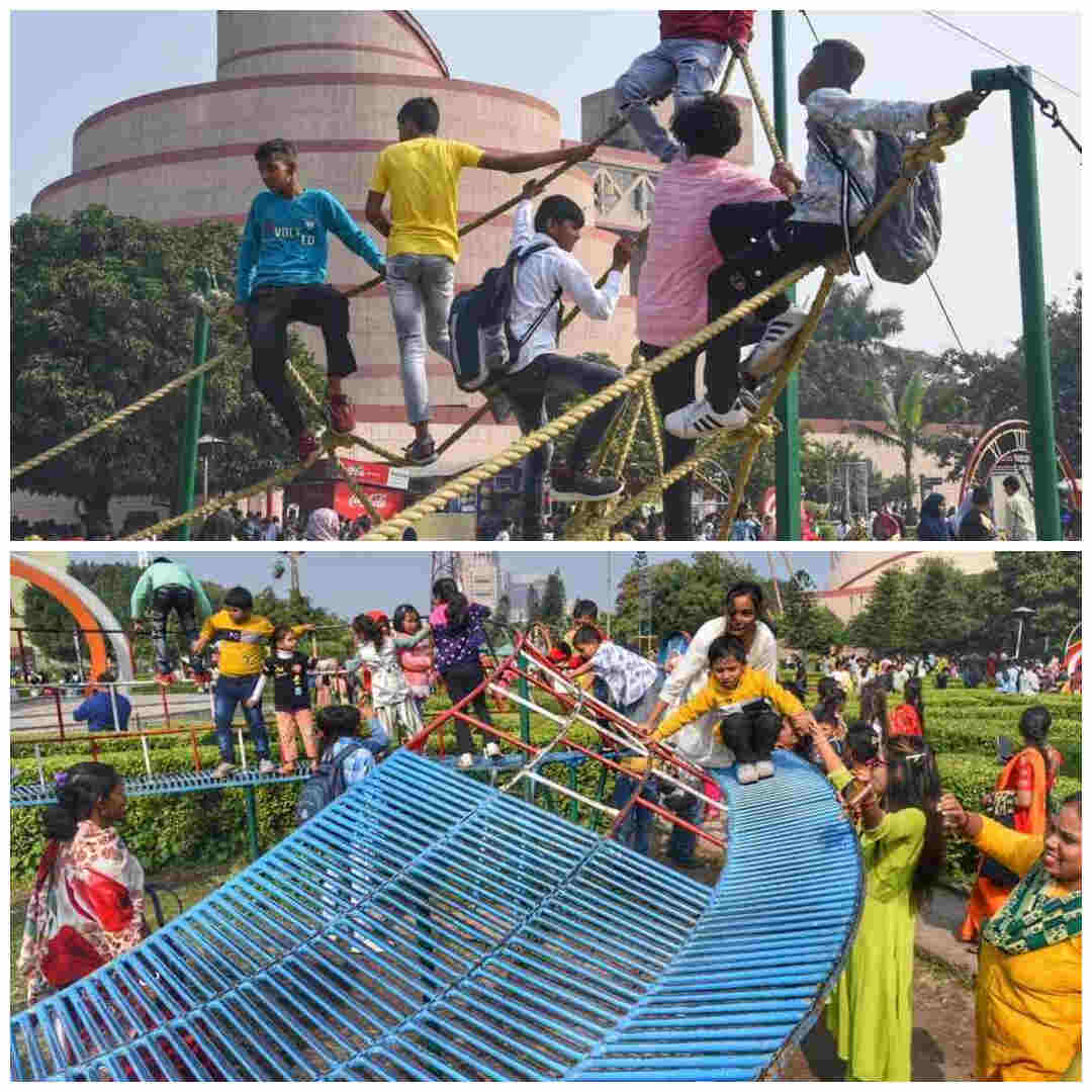Youngsters frolic at Science City on Wednesday