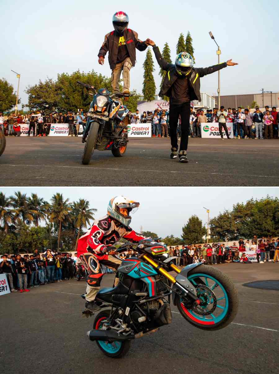 My Kolkata spoke to Avradeep Chakraborty, 28, from the Gravity Features group who has been performing stunts at RevOlution for the last couple of years. ‘I have been doing stunts since 2010. We always wear our helmets while doing stunts, we do not do any wheelies on open roads but practise only on private roads in a controlled environment,’ said Avradeep about the few stringent rules that he follows while doing stunts