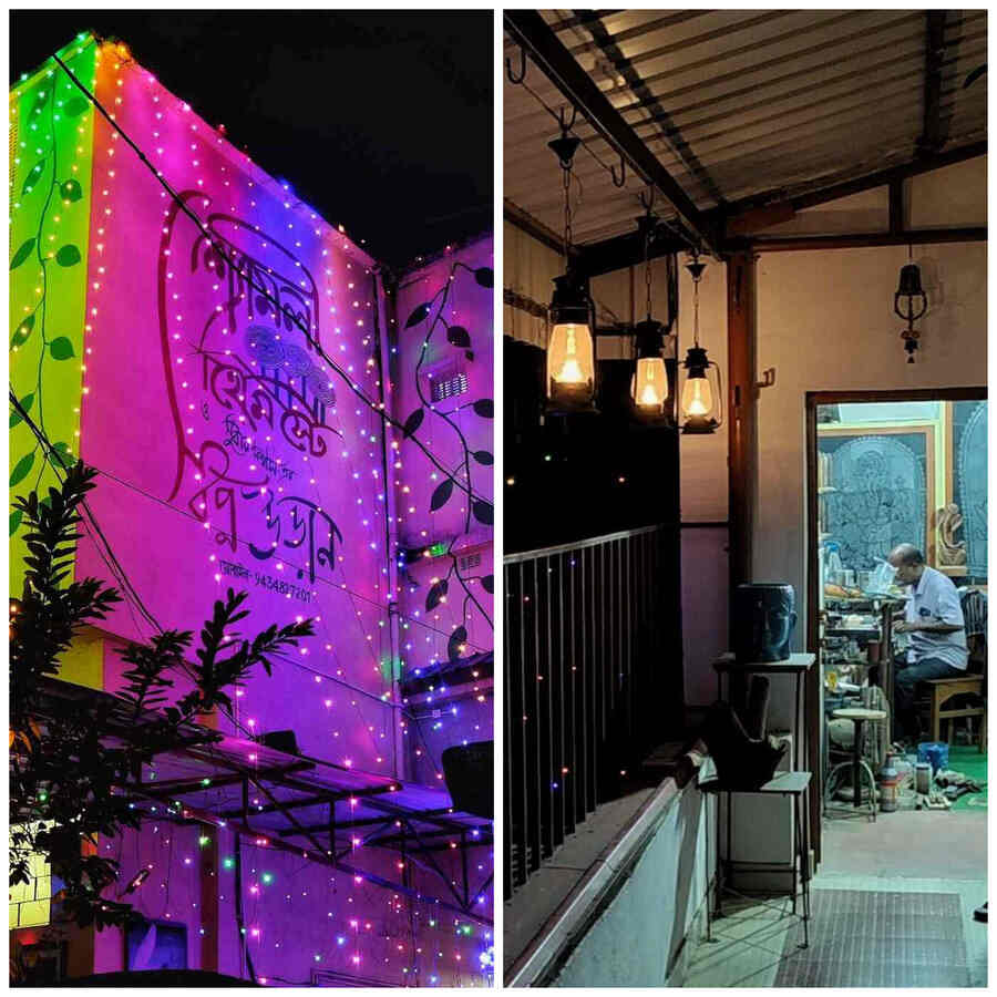 A two-storeyed building tastefully done up with fairy lights catches your eyes in Jhargram town of West Bengal. The facade of the house reveals the name: ‘Shyamali - Homestay and Subir Biswas’ Swapno Udaan (flight of fantasy)’. A climb up a flight of stairs takes you to the studio of Subir Biswas, where every inch is occupied by pieces of exquisite slate art 