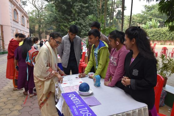 Director Meena Kak going through the different stalls and engaging with students.