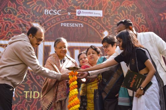 A shot of the lamp-lighting ceremony during the inauguration of the fest.