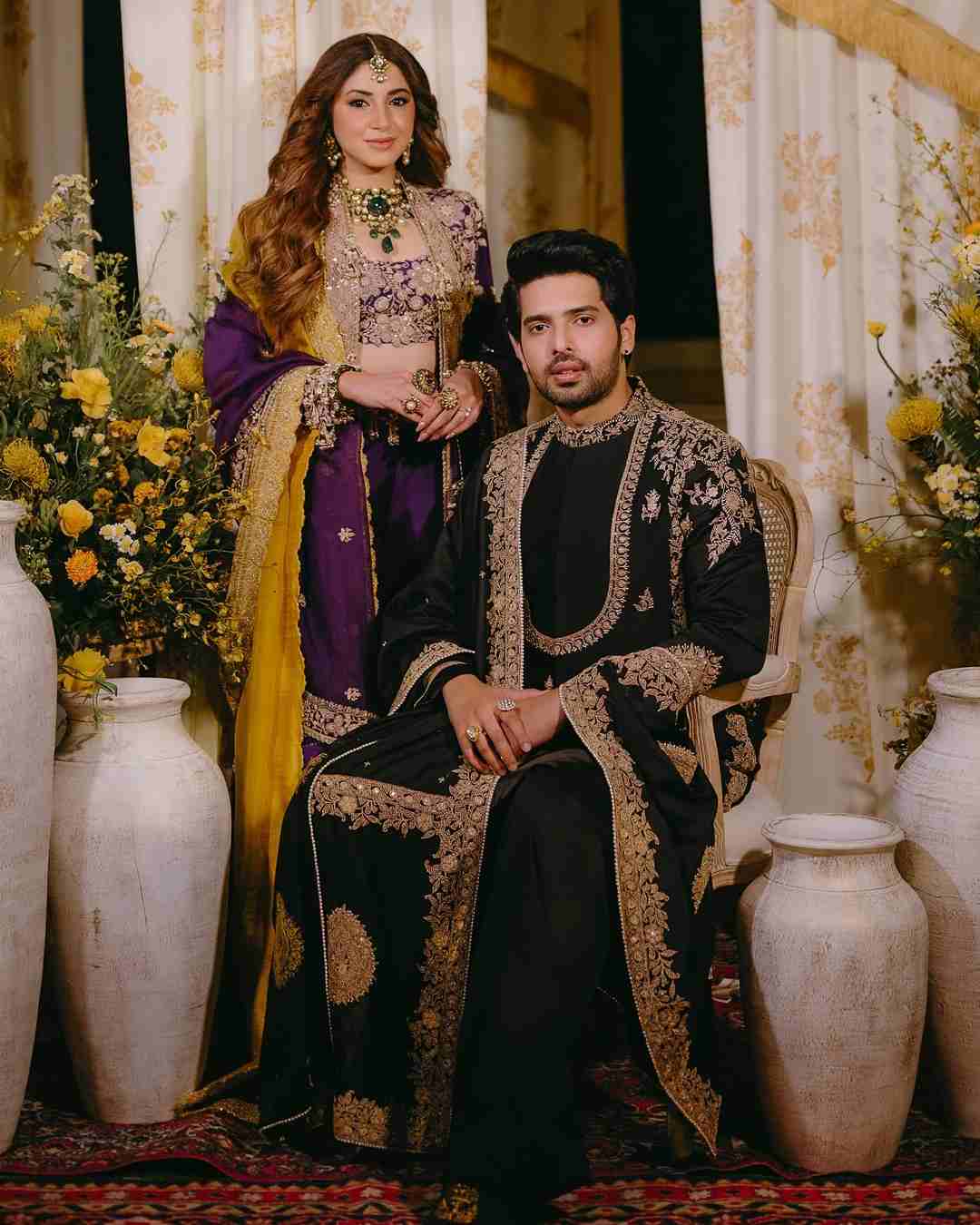 Singer-songwriter Armaan Malik and blogger Aashna Shroff stunned in designer Anamika Khanna’s bespoke wedding ensembles.