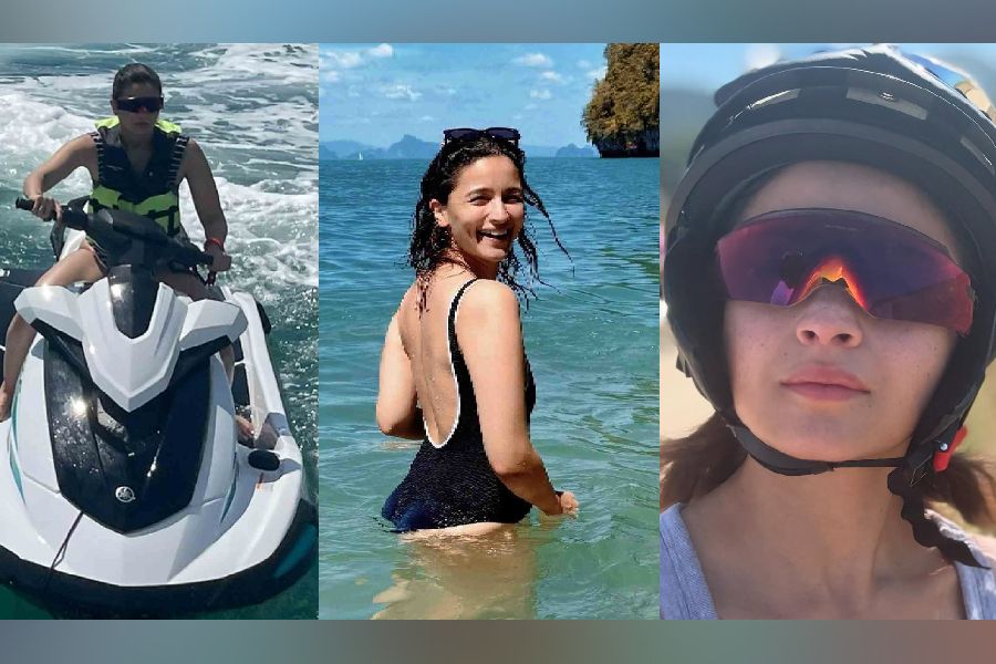 Alia Bhatt enjoys water scooter ride in Thailand, soaks up the sun in black swimsuit