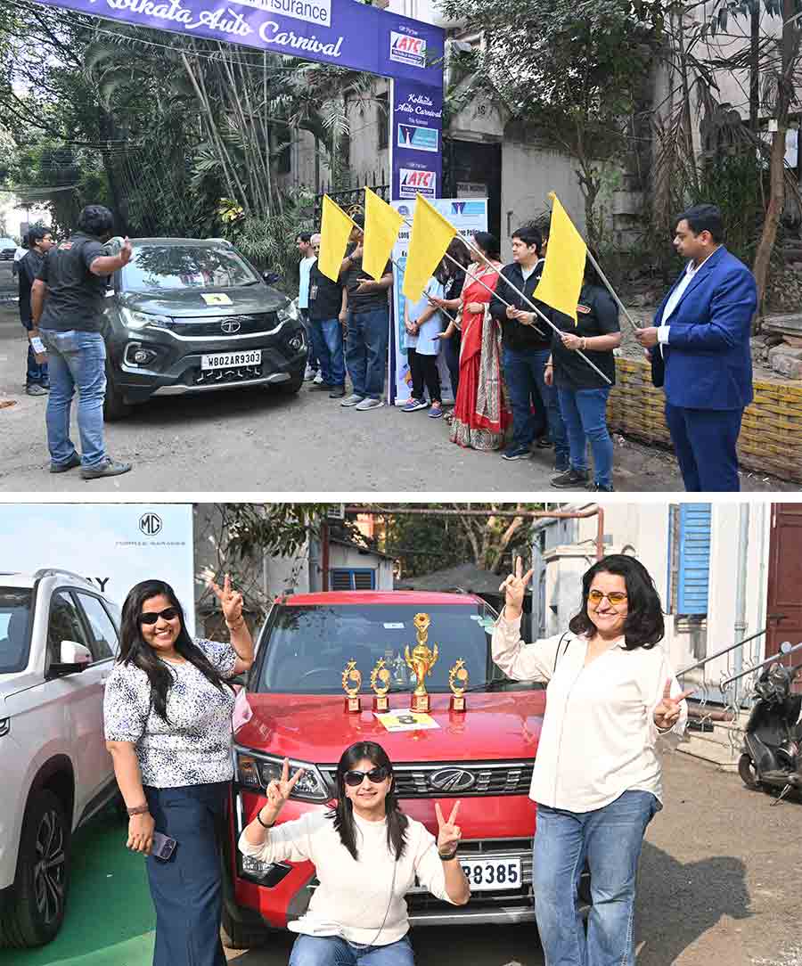 The treasure trail which has become a signature of Kolkata on Wheels took a different shape this time round with the format being moved to a Time Distance Speed (TDS) competition. With five spots to hit across the city, the trail began and ended at the District Grand Lodge where participants had to find five broken car parts and one treasure to decide the winner. The trail took the 18 cars that took part to Quest Mall, Milan Mela, Morris Garages in Topsia, then to the office of Bengal Motorsports Club in Paddapukur, followed by a 6-km drive around south Kolkata before they came to the Kolkata on Wheels office in Bhowanipore. Each car had a driver, a navigator who would take a new tulip from the stewards at each point and a passenger for added support