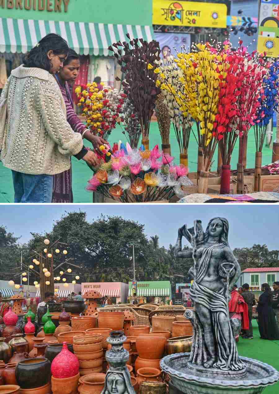 Srishtishree Mela at Shyambazar's Deshbandhu Park was thronged by visitors on Wednesday. The 11-day fair will end on January 20